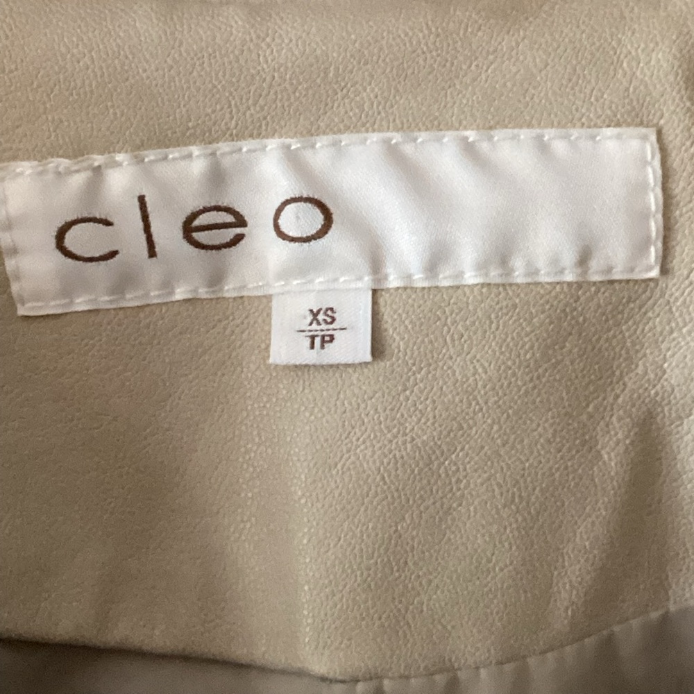 Cleo Cropped Vegan Leather Moto Jacket Neutral Beige Size XS - Picture 5 of 8